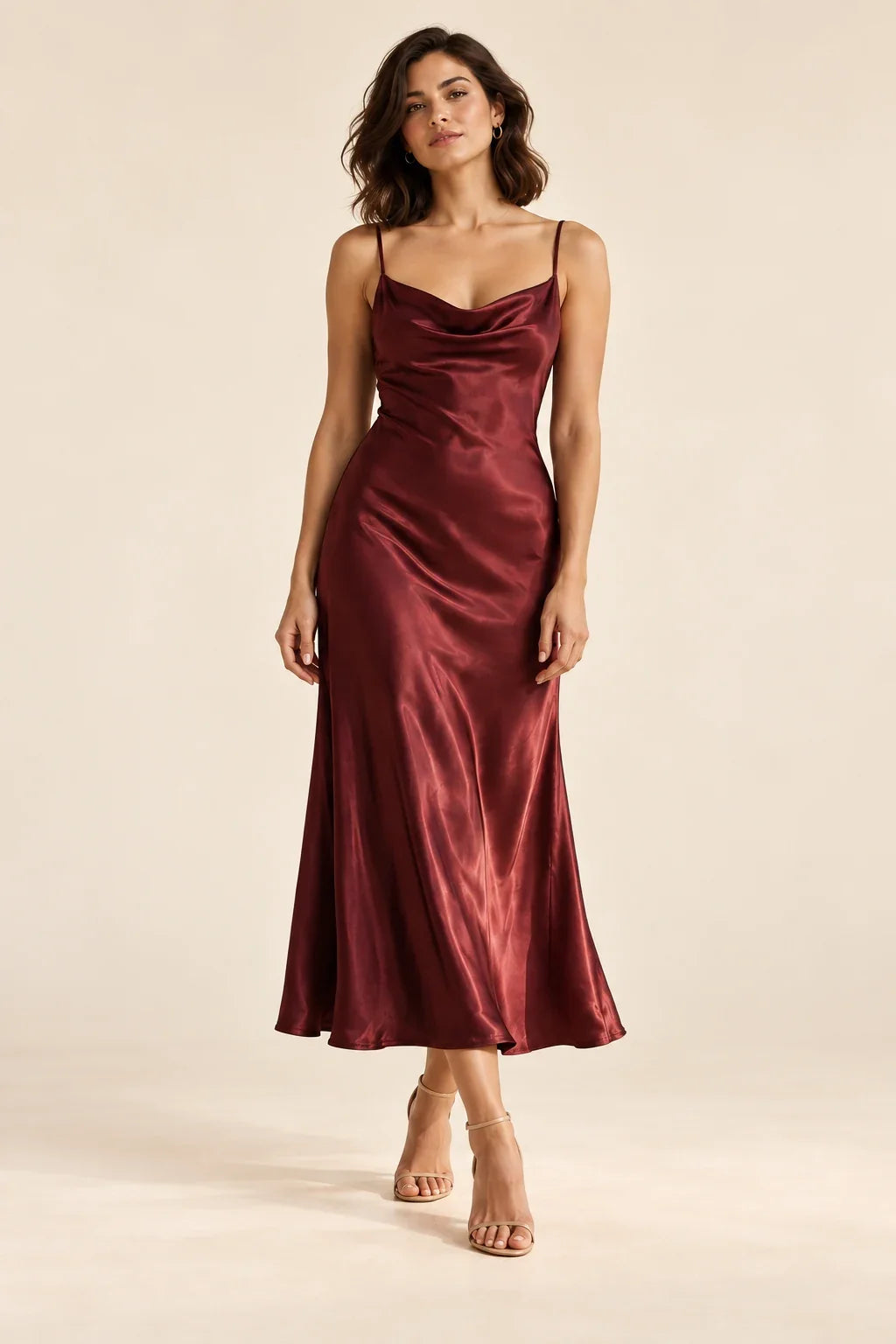 Vestido Éloise en borgoña · Frente