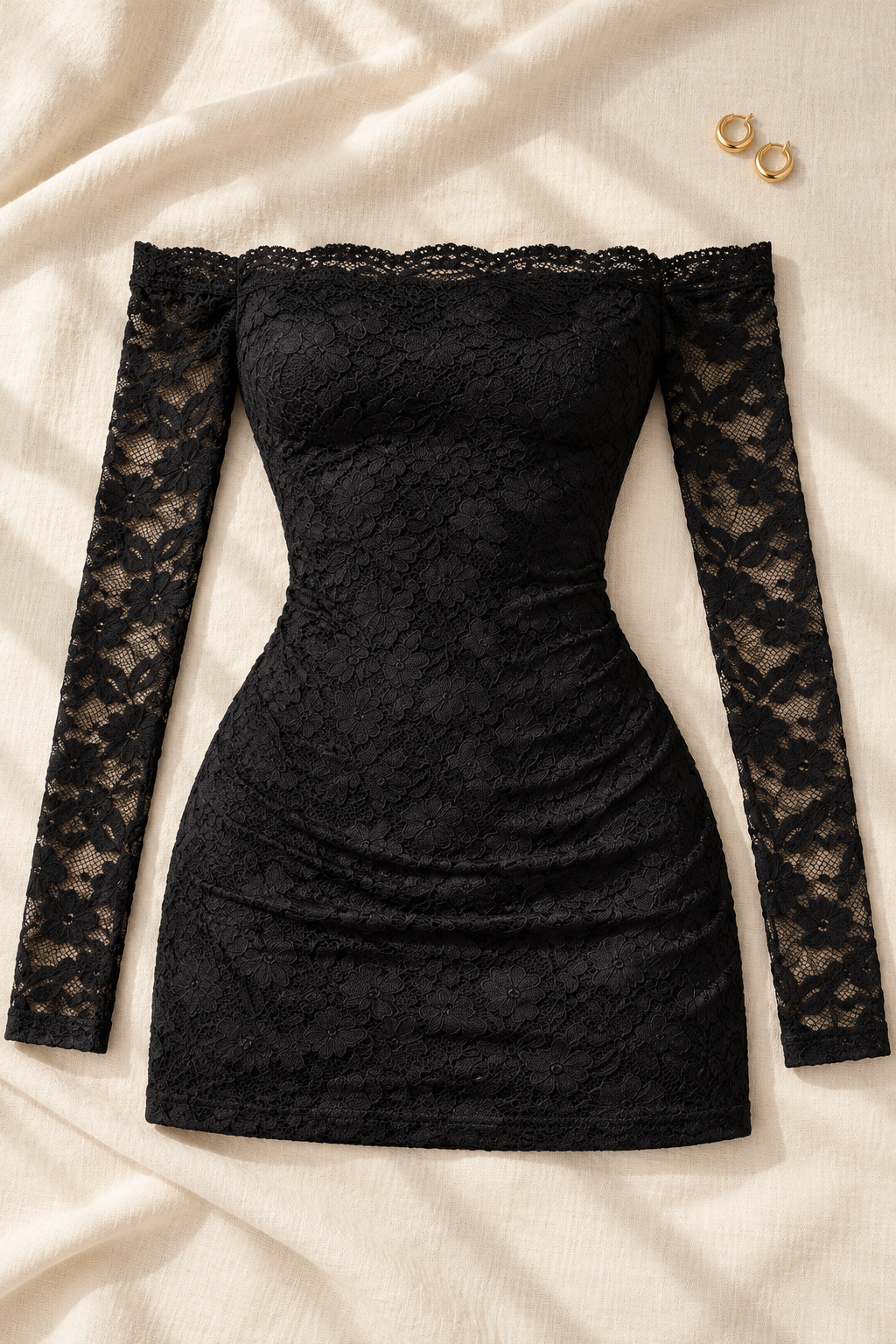 Vestido de Encaje Noire · composición de estudio