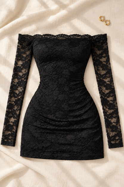 Vestido de Encaje Noire · composición de estudio