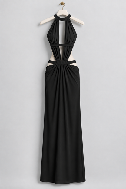 Vestido sienna color negro, vista completa del diseño