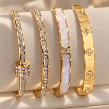 Set de Pulseras Solenne · 4 piezas — detalle de las cuatro pulseras